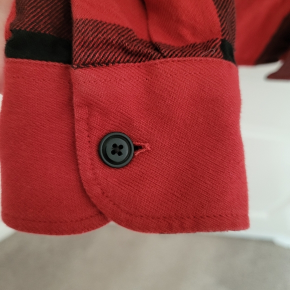 Madewell Heavyweight Twill Mens Plaid  Button Down Shirt black red size M - Picture 5 of 7